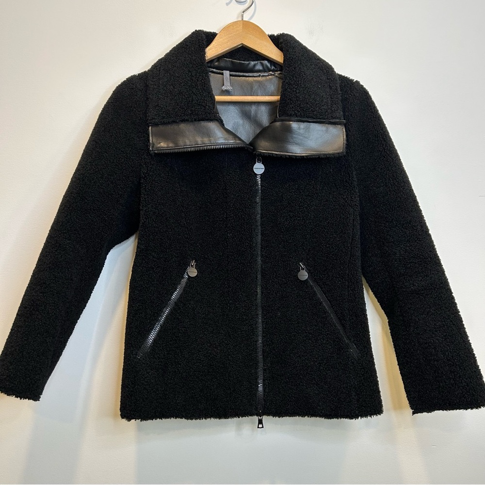 Creenstone Sherpa Faux Fur Full Zip Jacket Black
